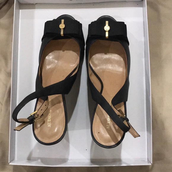 Audrey Brooke Shoes - Audrey Brooke Black Peep Toe Wedges